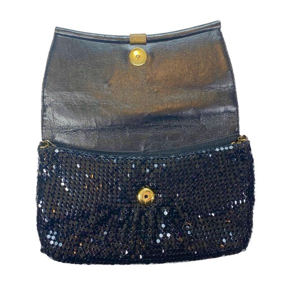 Vintage Black Mesh Metal Clutch - 9” x 6” - Picture 3 of 5